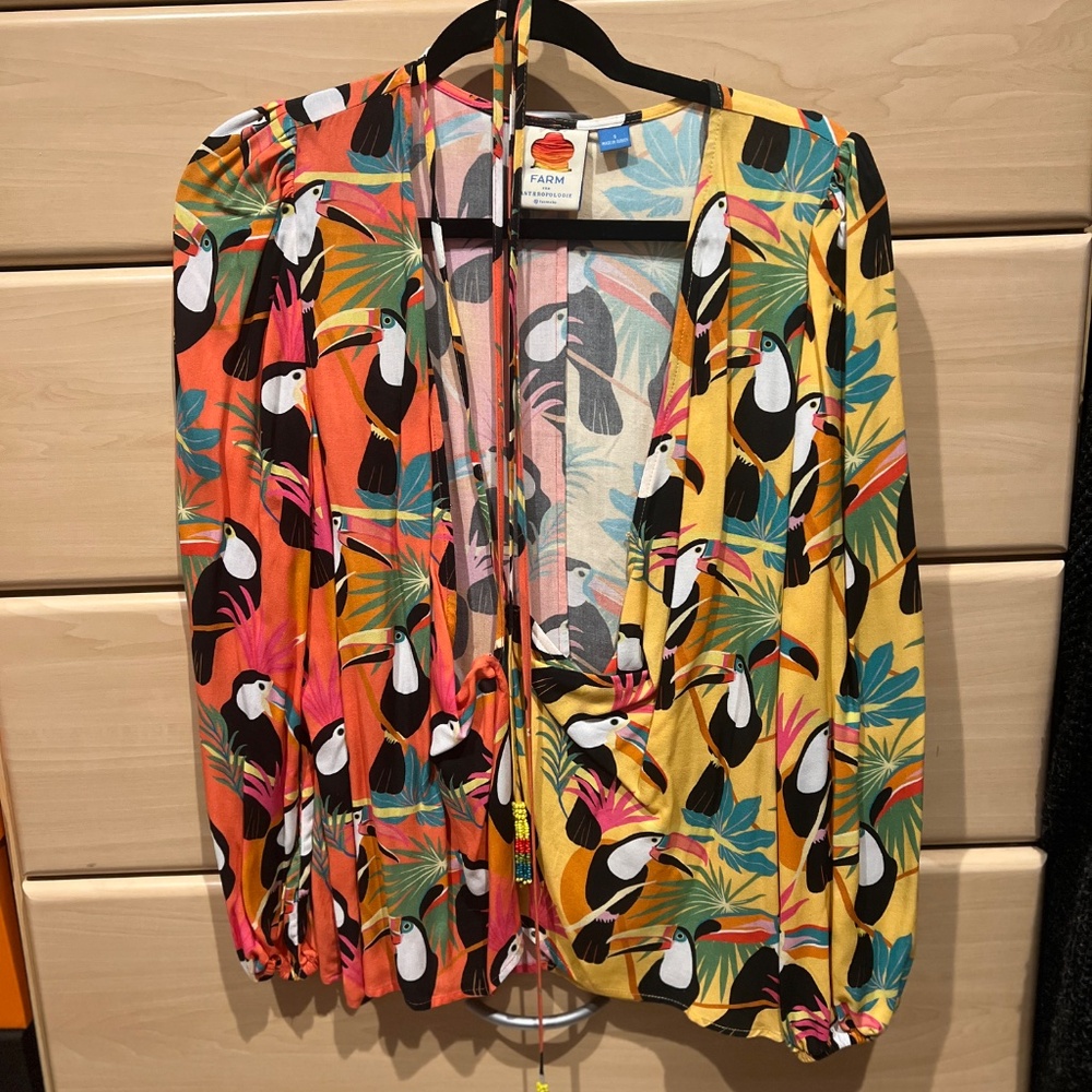 FARM for Anthropologie, Whimsy Toucan Wrap Shirt